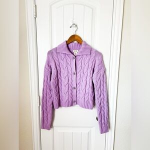Jessica Simpson Purple Collared Sweater with Rhinestone Buttons Size Small